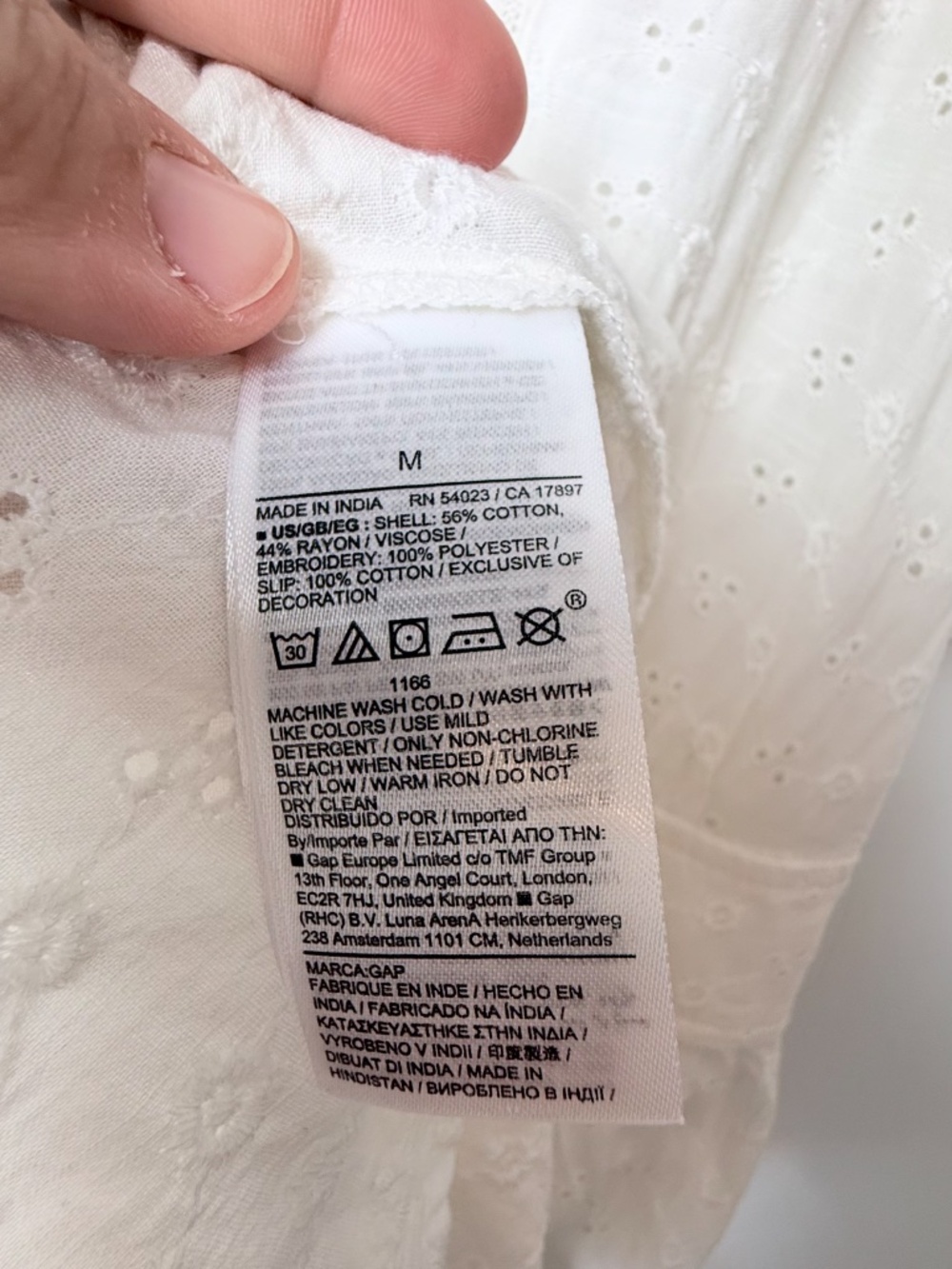 Gap White Puff Sleeve Eyelet Midi Dress Button Front Broderie Size Medium (Q) - Picture 7 of 8